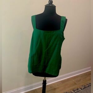 J.Crew Factory Linen-Blend Square Neck Tank — Green — XL — NWT
